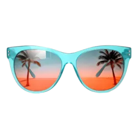 a pair of sunglasses with palm trees on them
