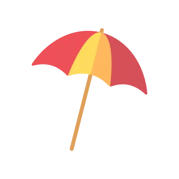 a red and yellow umbrella on a white background