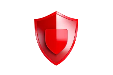 a red shield on a white background