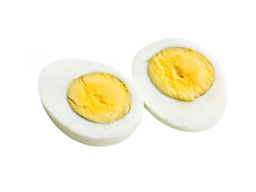 two hard - boiled eggs on a white background