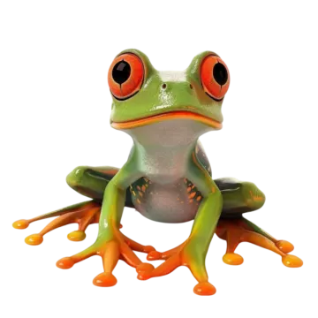 a red eyed tree frog sitting on a white background
