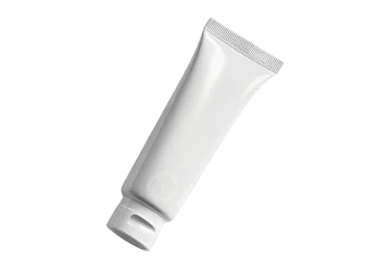 a tube of toothpas on a white background