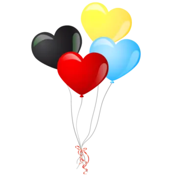 a bunch of heart shaped balloons