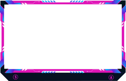 a black frame with a pink and blue pattern on it