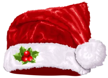 a santa hat with a holly berry on it