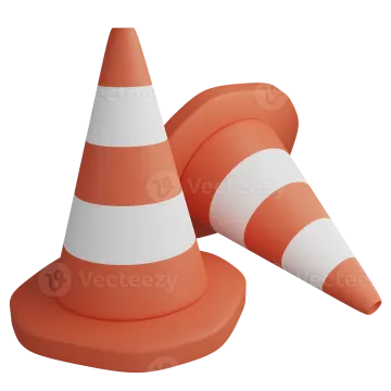 an orange and white traffic cone on a white background
