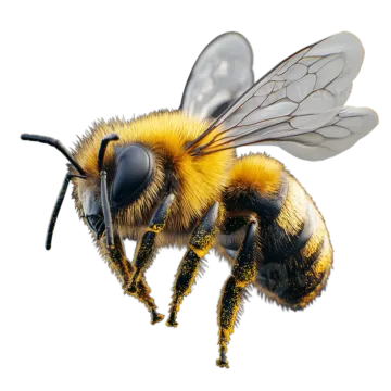 a bee on a white background