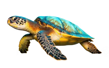a green sea turtle on a white background