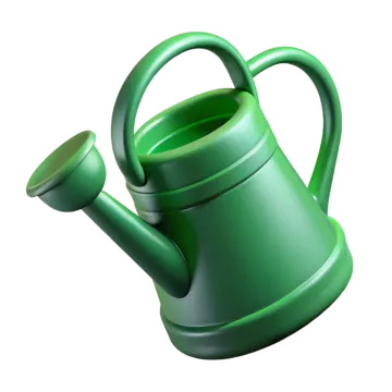 a green watering pot with a handle