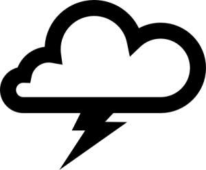 a black and white cloud with a lightning