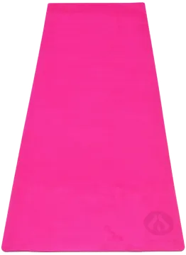 a pink yoga mat on a white background