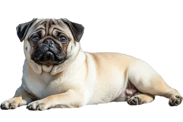 a small pug laying down on the floor