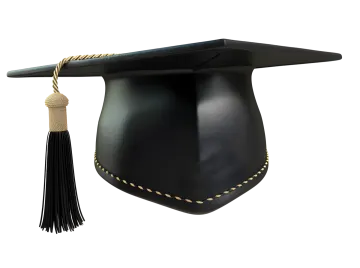a black graduation hat with a tat