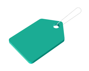 a green price tag on a white background