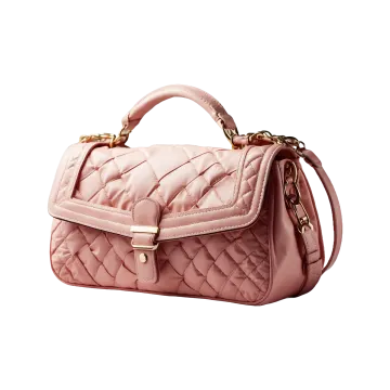 a pink handbag on a white background