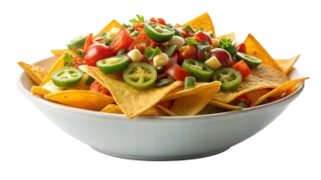 a bowl filled with chips and vegetables