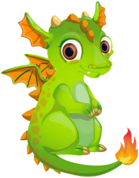 a green dragon sitting on the ground
