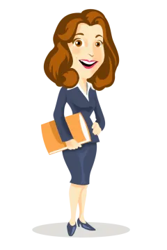 a woman in a business suit holding a folder