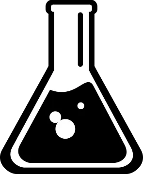 a black and white chemistry flask icon