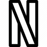 a black and white logo with the letter n