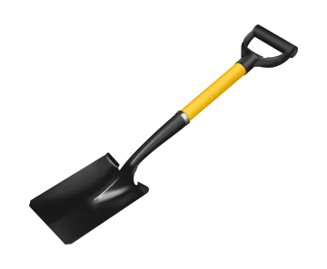 a black and yellow shovel on a white background