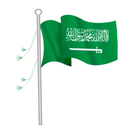 a green flag with the word saudi on it