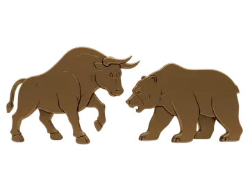 a pair of bull and bear earrings