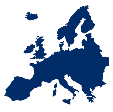 a blue map of europe
