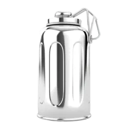 a stainless water bottle on a white background
