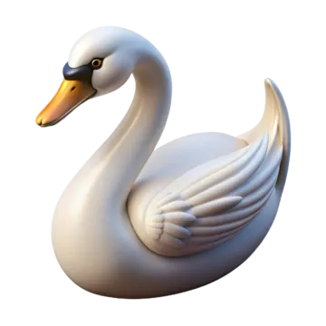a white swan is standing in the water