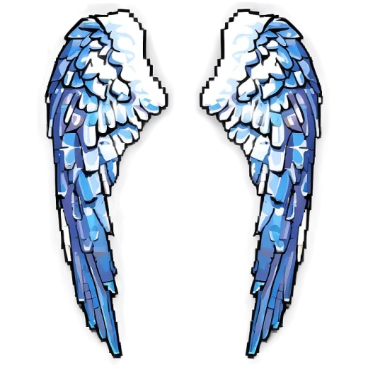 a pair of blue and white wings