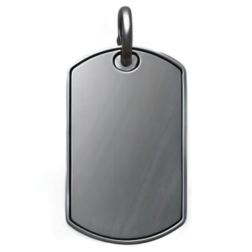 a black dog tag on a white background