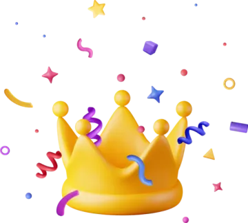 a yellow crown is surrounded by confections