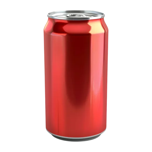 a red can of soda on a white background