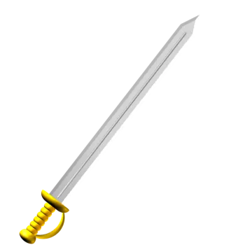 a yellow sword on a white background