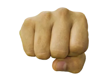 a close up of a fist on a white background