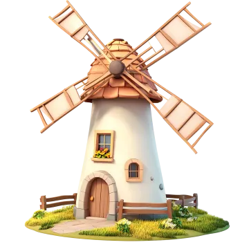 the windmill is made of wood