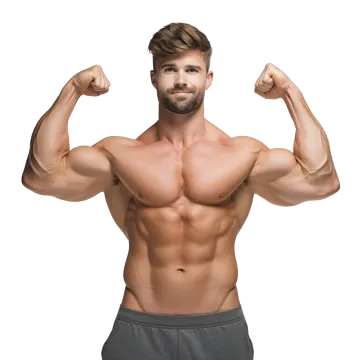 a shirtless man flexing his muscles