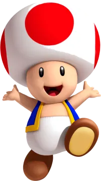a cartoon character with a red and white hat