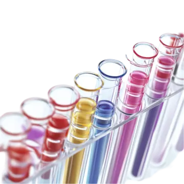 a row of test tubes filled with colored liquids
