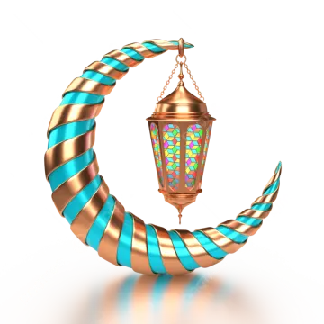 a crescent with a lantern hanging from it