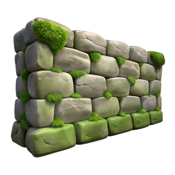 a stone wall with moss growing on it