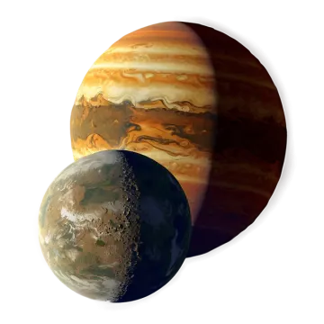 an image of the planet and its moon
