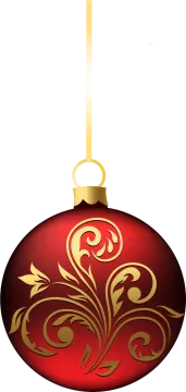 a red and gold christmas orname on a white background