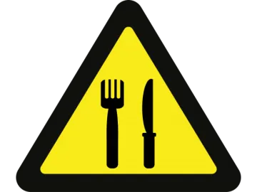 a sign with a fork and knife on it