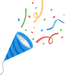 a blue party hat with colorful streamers
