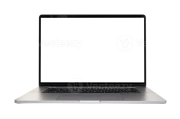 an open laptop computer with a white screen