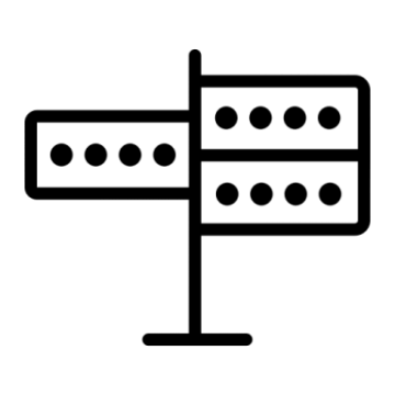 a black and white icon of two dominos