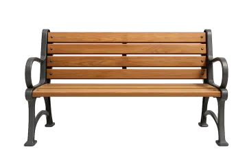 a wooden bench on a white background