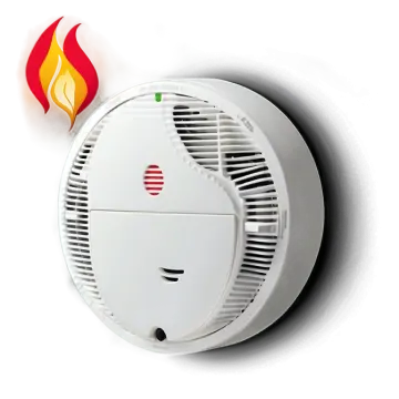 a smoke detector with a flame coming out